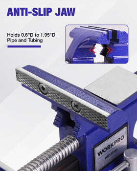WORKPRO bench vise quick installation provides stable setup for home workshops