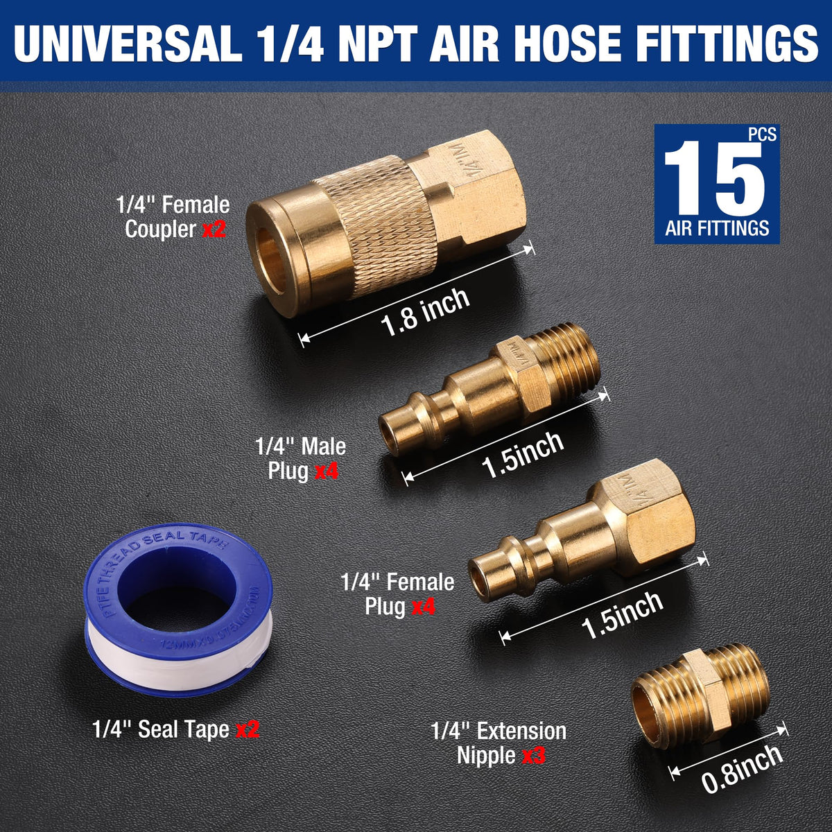 WORKPRO brass female coupler with quick-connect for secure airflow.