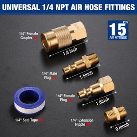 WORKPRO brass female coupler with quick-connect for secure airflow.
