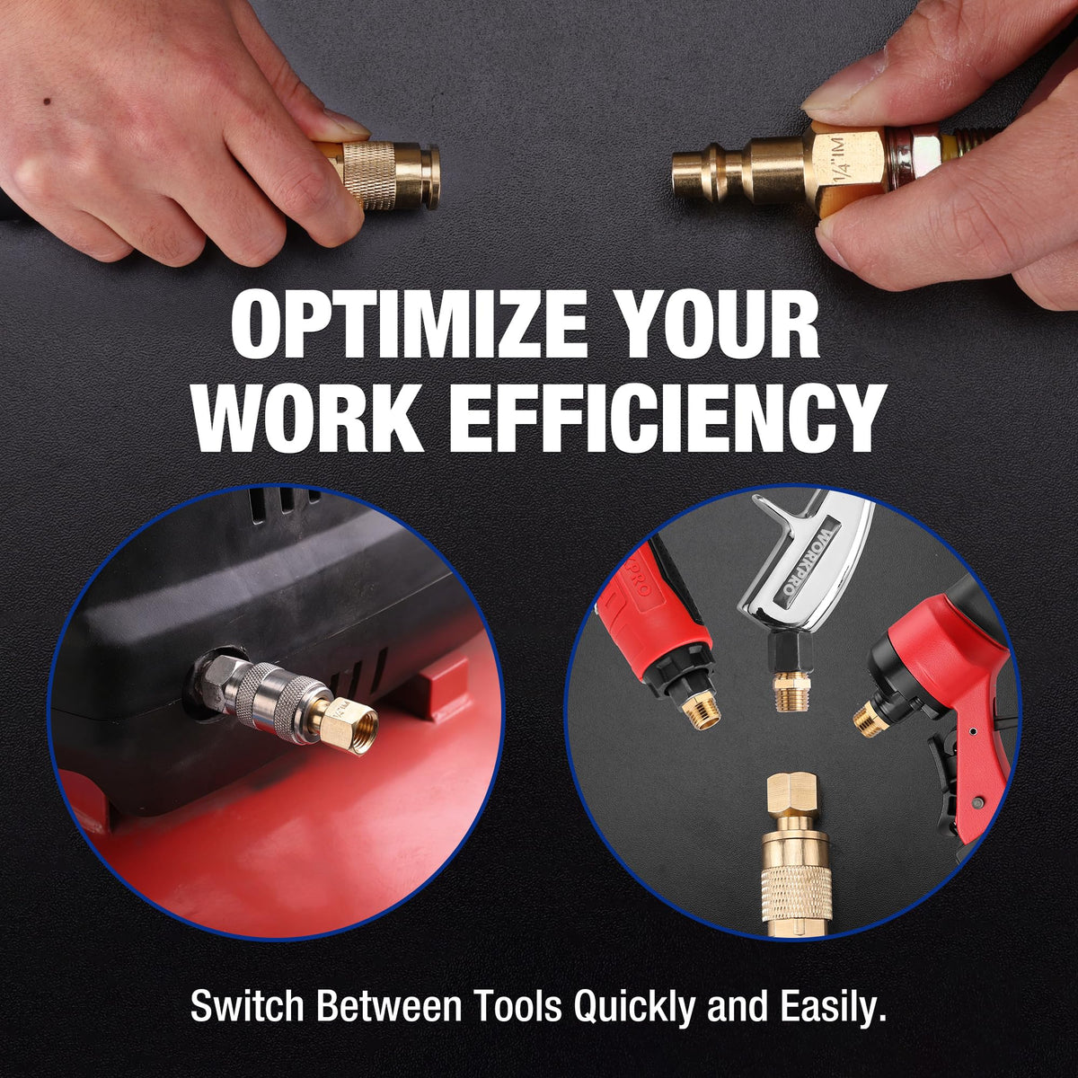 WORKPRO brass male plug with 1/4-inch NPT for reliable sealing.