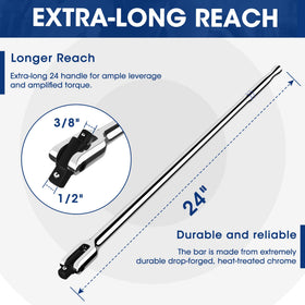 WORKPRO breaker bar with 360-degree head for torque from tight angles.