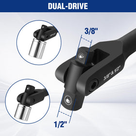 Workpro breaker bar spring-loaded detent keeps sockets secure during stubborn bolts.