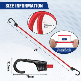 WORKPRO 32-inch bungee with hook for tarps and outdoor equipment.