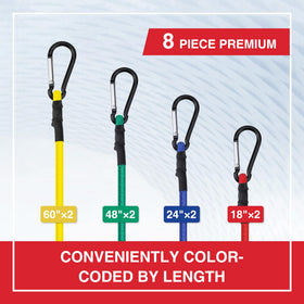 WORKPRO 48in bungee cord with hooks for cargo and gear.