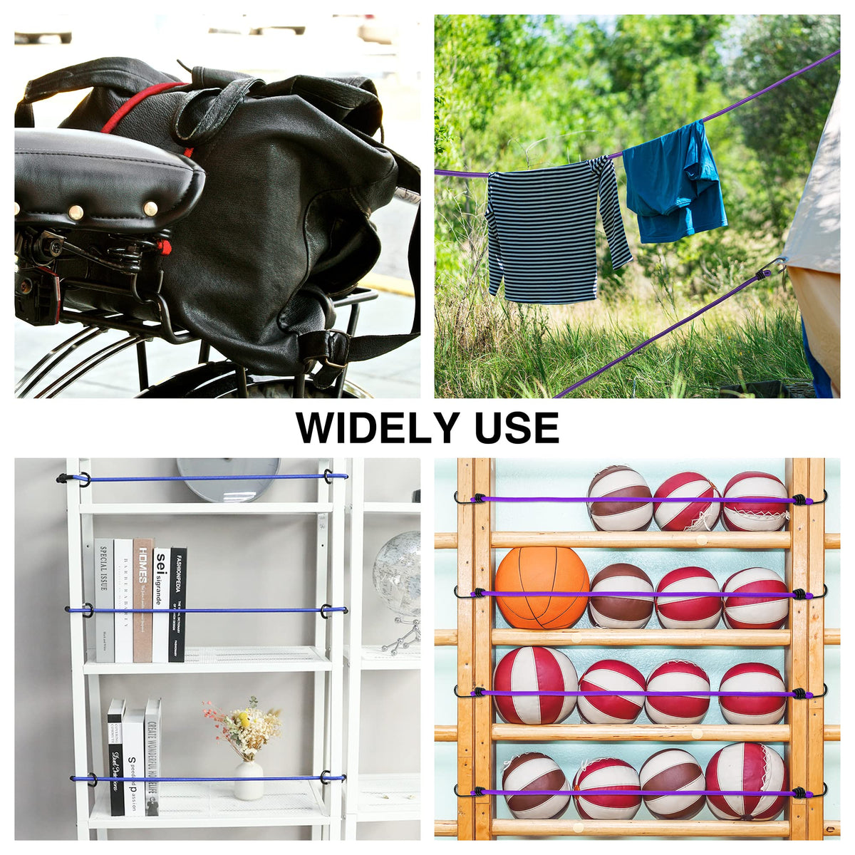 WORKPRO bungee cord 48-inch color-coded bundle reaches bulky loads securely.
