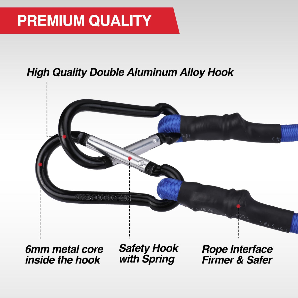 WORKPRO bungee with metal hooks offers secure fastenings.