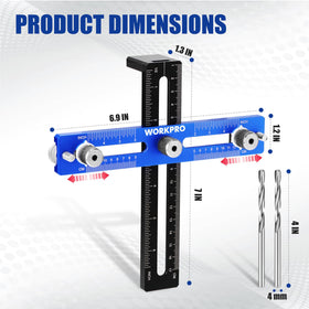 WORKPRO cabinet hardware jig side angle highlights adjustable guides for versatile installations