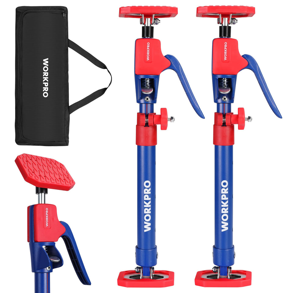 WORKPRO cabinet jack support pole extended to 29.5 inches for hands-free lifting