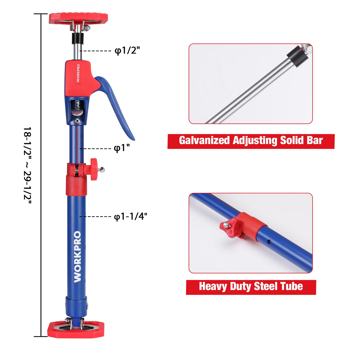 WORKPRO pole with rotating head enables flexible positioning during install