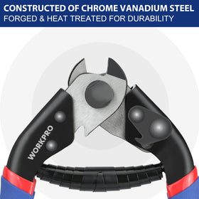 WORKPRO cable cutter cutting action demonstrates clean cuts on cables