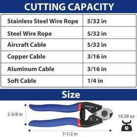 WORKPRO cable cutter jaws close-up showcasing hardened chrome vanadium blades