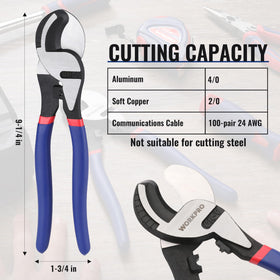 WORKPRO cutter handling 2-0 soft copper with minimal distortion
