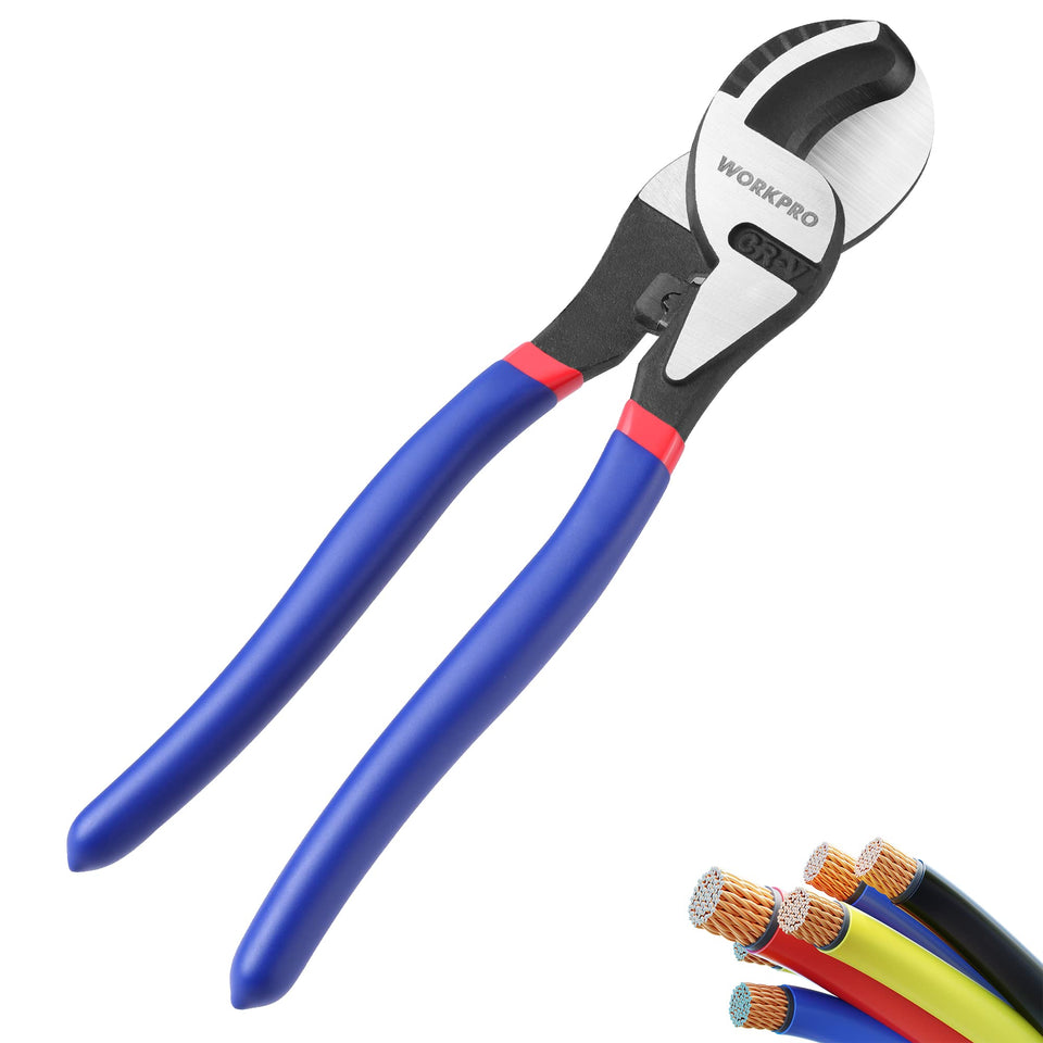 WORKPRO cable cutter cutting 4/0 aluminum with a clean edge for heavy-duty work
