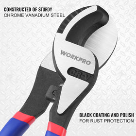 Ergonomic plastic-coated grips on WORKPRO cutter for comfortable use