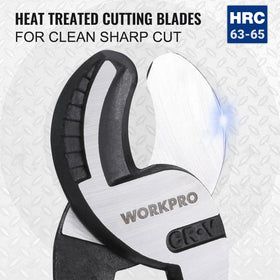 Close-up of WORKPRO precision blade delivering sharp, clean cuts