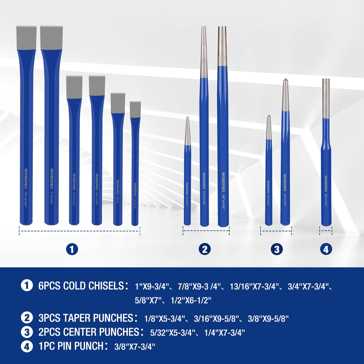 WORKPRO cape chisel ready for precise wood carving and detailing.