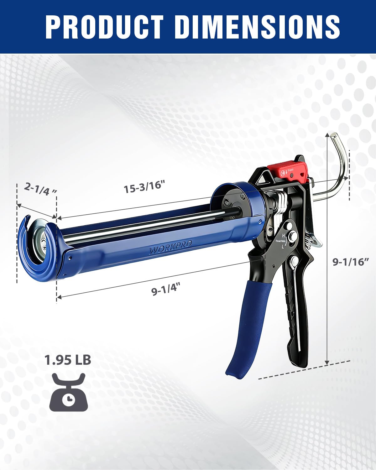 WORKPRO Caulking Gun with drip control button for mess free application