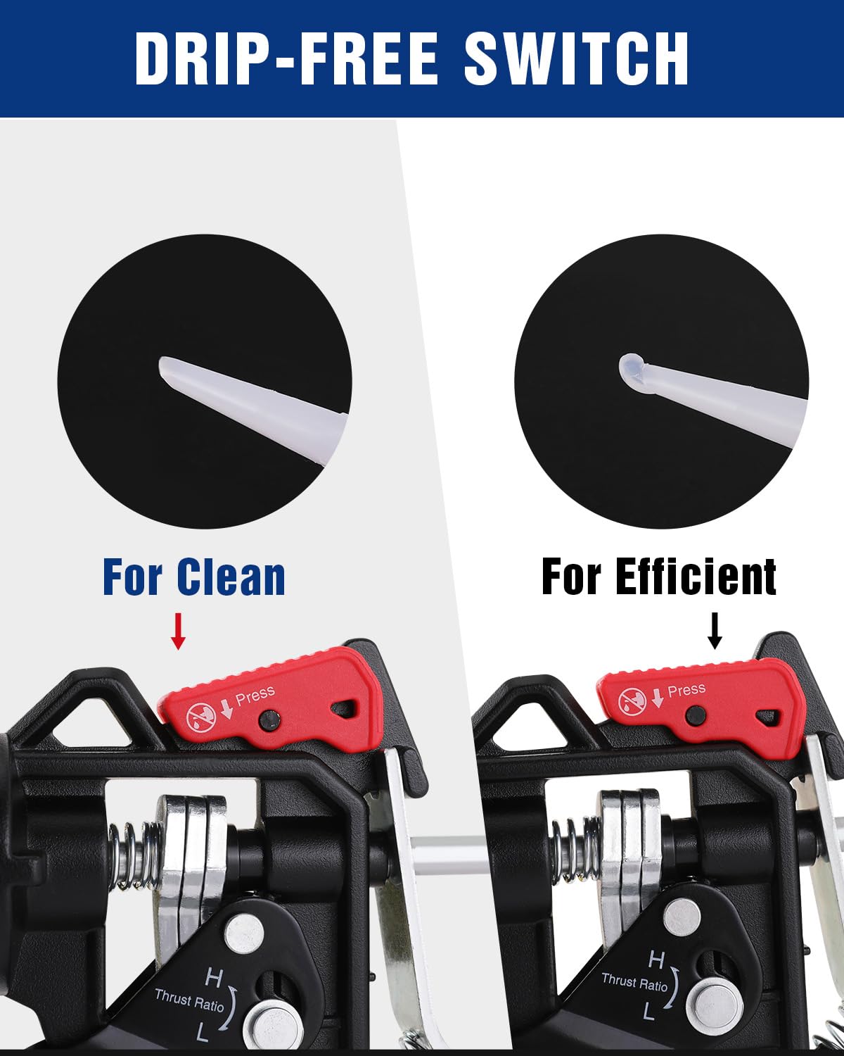 WORKPRO Caulking Gun with smooth round rod reduces effort