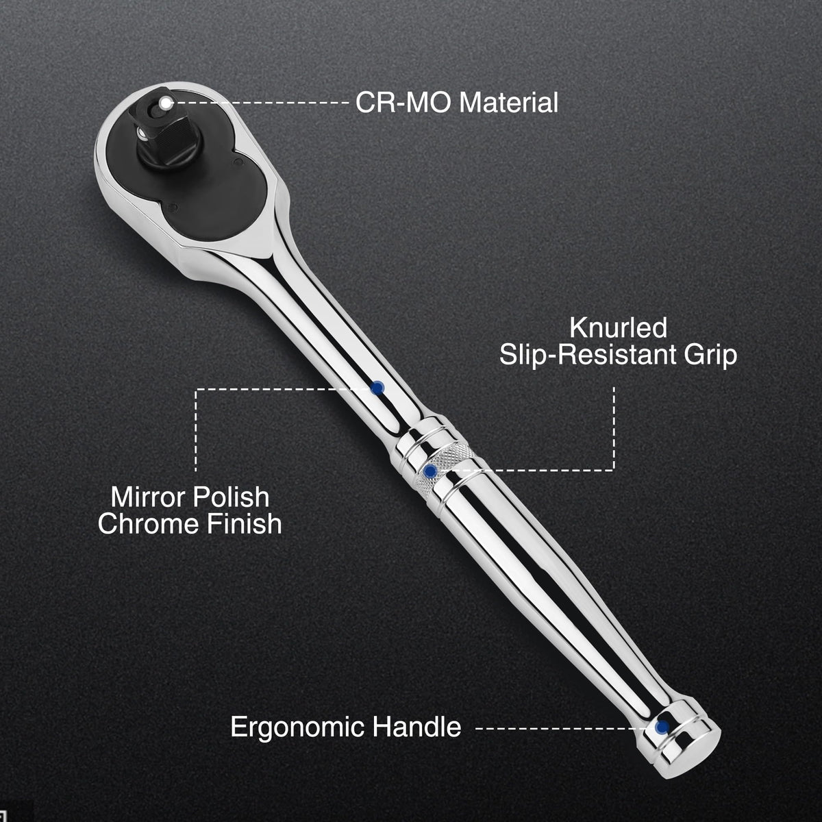WorkPro chrome alloy finish offers a bright, durable, corrosion-resistant surface.