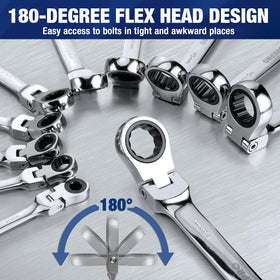 WORKPRO chrome-vanadium steel wrenches with a polished finish for longevity.