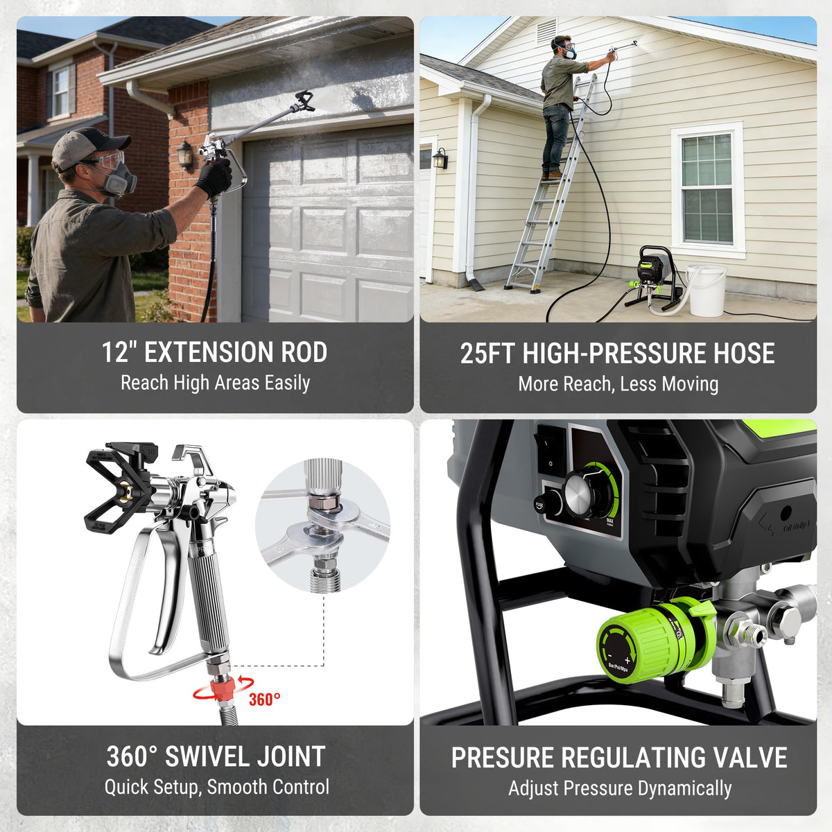 WORKPRO cleaning kit ensures quick maintenance after spraying sessions.