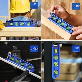 WORKPRO cobalt blue compact level fits easily in pockets for DIY use.