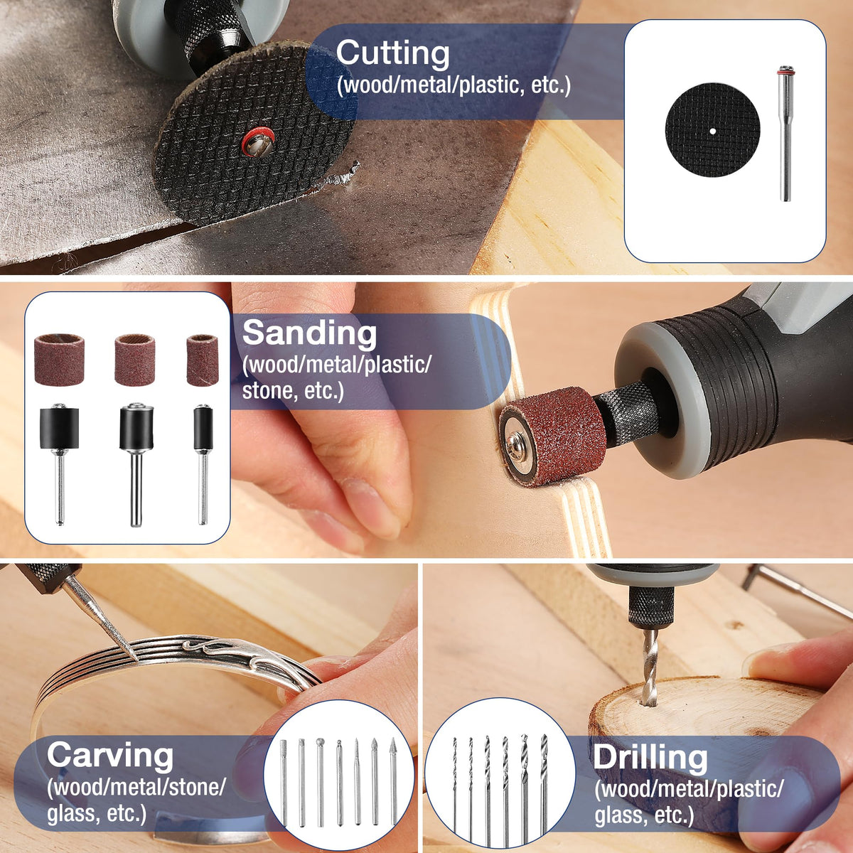 WorkPRO four collets ensure compatibility with a wide range of tools.