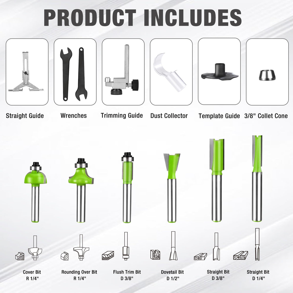 WORKPRO Compact Router Kit depth adjustment provides precise cuts for cabinetry and trim