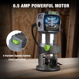 WORKPRO Compact Router Kit dust hood keeps chips under control during routing