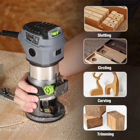 WORKPRO Compact Router Kit in use demonstrates easy setup for woodworking projects