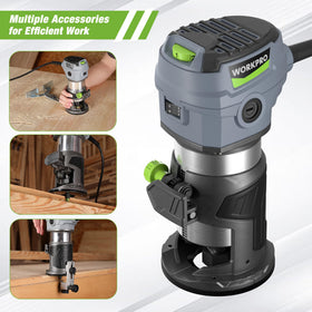 WORKPRO Compact Router Kit straight guide ensures stable, accurate straight cuts