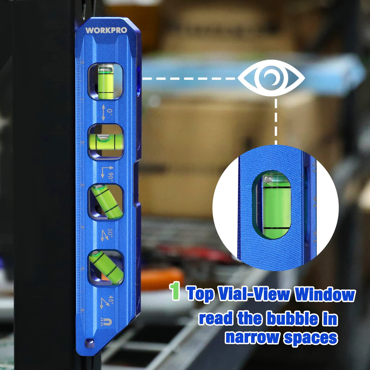 WORKPRO Compact design highlighting light 200 g weight for portability.