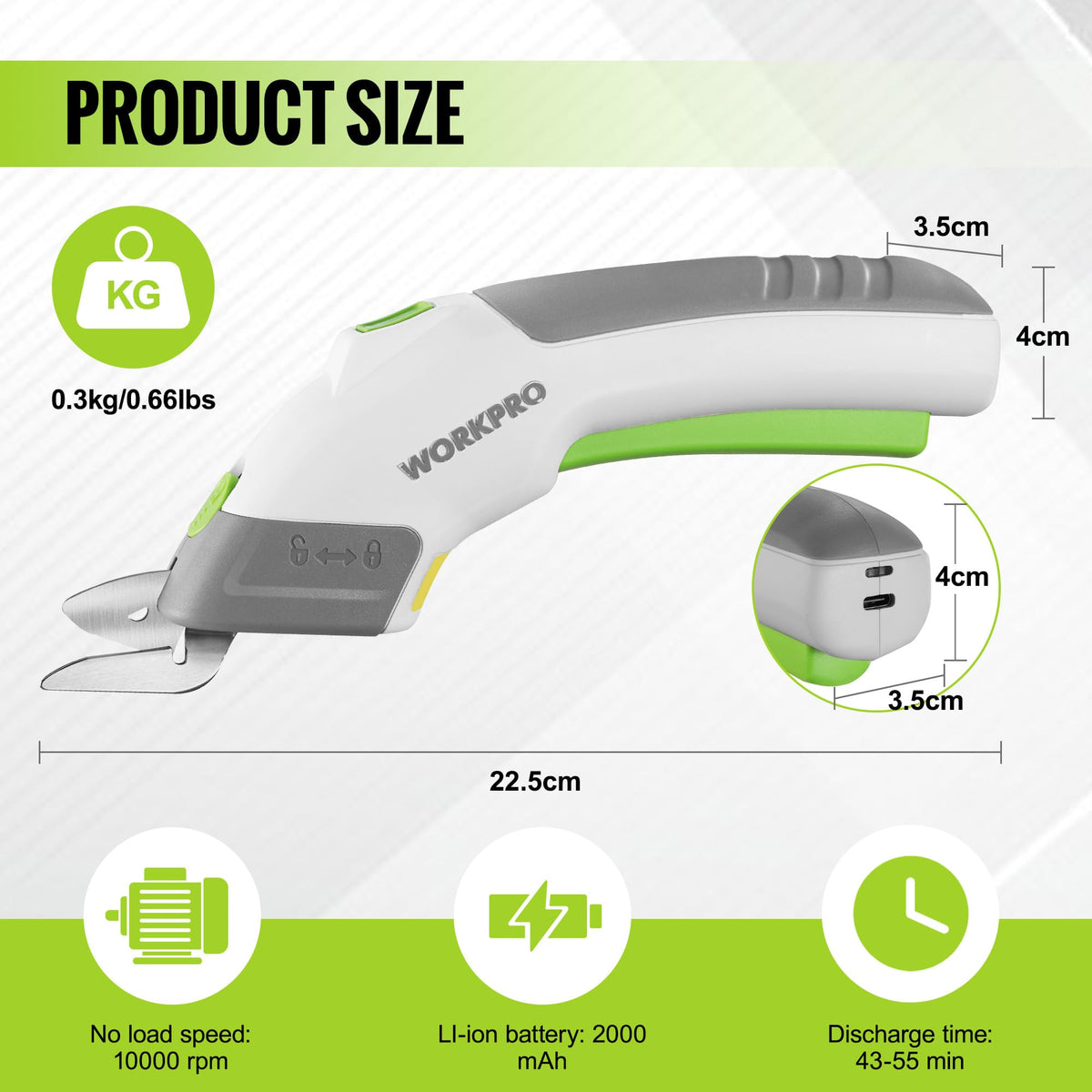 Safety switch on WorkPRO scissors prevents accidental starts