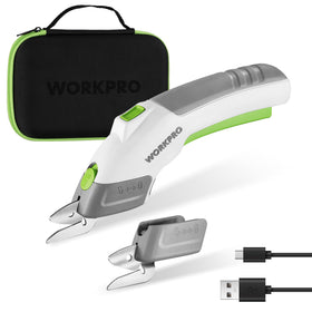WorkPRO cordless scissors with two blades for precise fabric and paper cutting