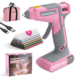 WORKPRO cordless hot glue gun with 30-second preheat for fast crafting sessions