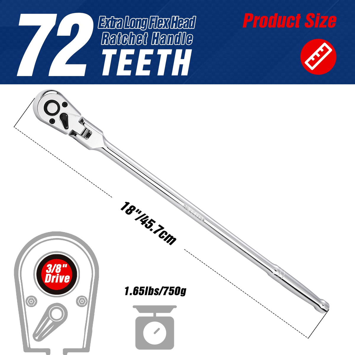 WORKPRO Cr-Mo head delivering high torque for demanding tasks