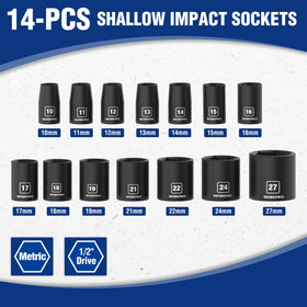 WORKPRO Cr-V steel sockets with phosphating finish resist corrosion during heavy-duty tasks.