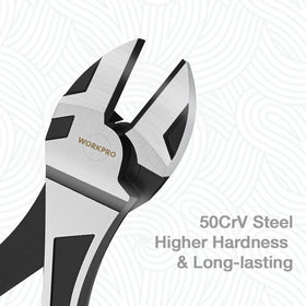 WORKPRO CRV steel diagonal pliers show heat-treated durability for tough wire cuts