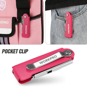 Cuts through cartons, paper, wallpaper, and more with WORKPRO knife.