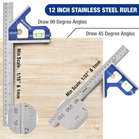 WORKPRO deep-etched scale ensures quick reference in bright or dim lighting.