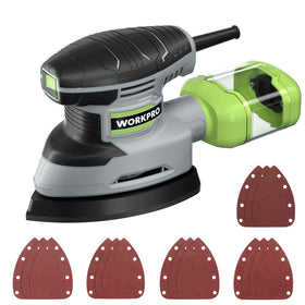 WORKPRO detail sander with compact dust collector for cleaner workspaces