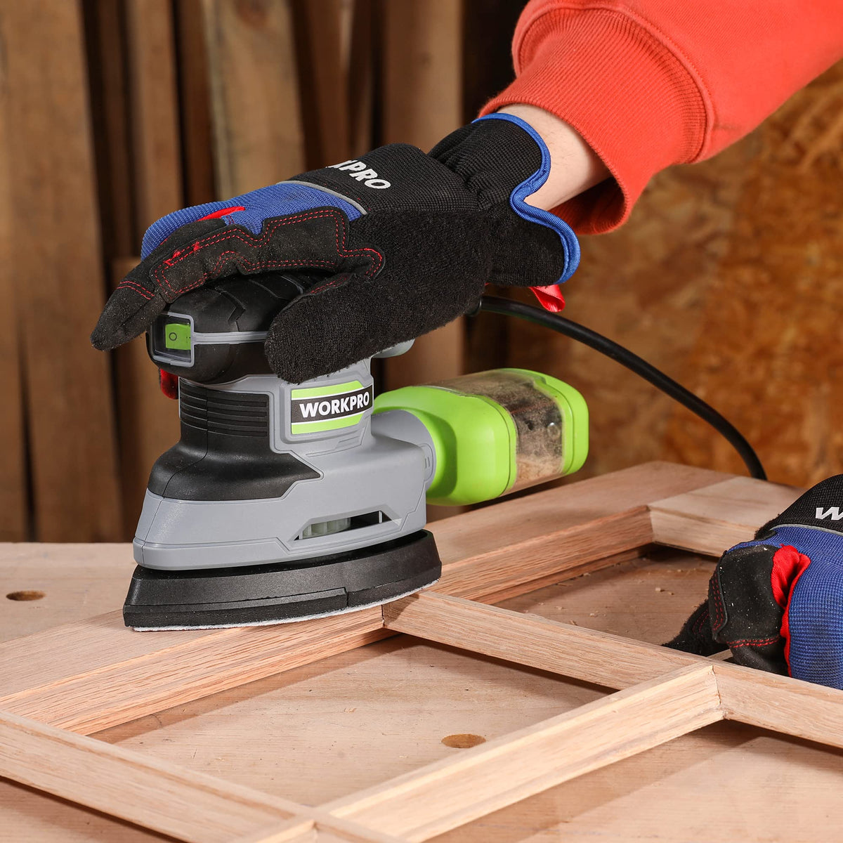 WORKPRO lightweight sander at 2.6 lbs, ideal for tight spaces