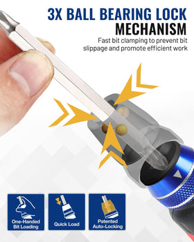 WORKPRO double-ended bits stored in handle for fast, on-the-go bit changes.