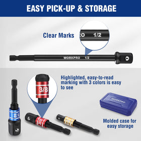 WORKPRO 1/2-inch drive adapter supporting high torque applications with stability.