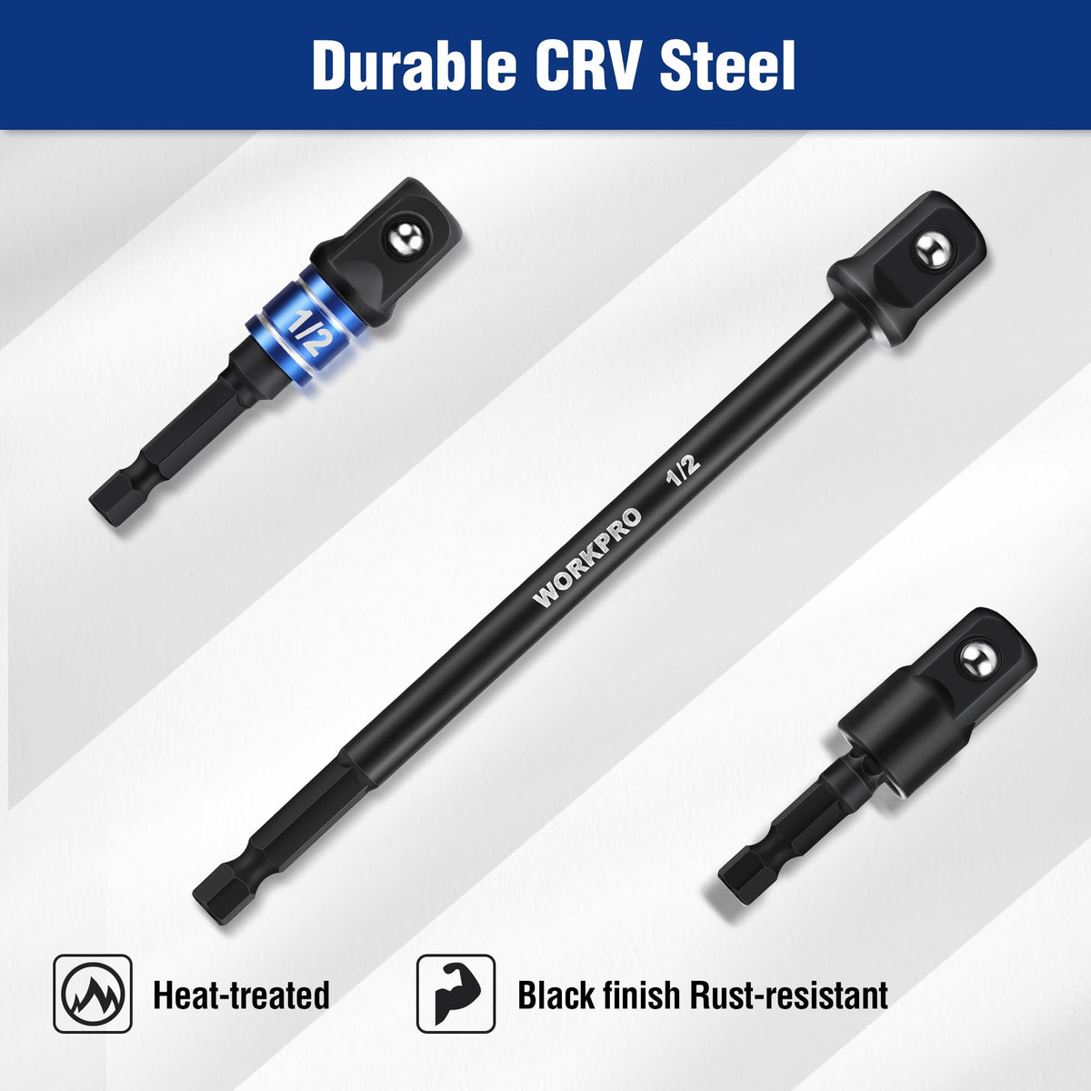 WORKPRO 1/4-inch drive adapter for quick tool changes on drills and drivers.