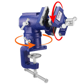WORKPRO dual jaws table vise with 2.5-inch serrated jaws grips pipes and wood