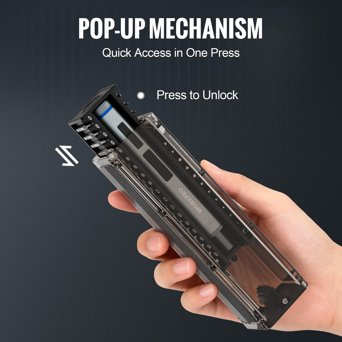 WorkPro dual LED lights illuminate dark work areas for accurate placement.