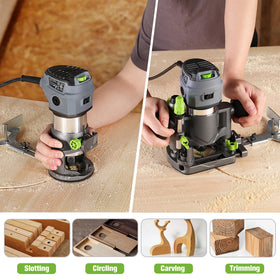 WORKPRO dust hoods help keep the workspace clean during routing.
