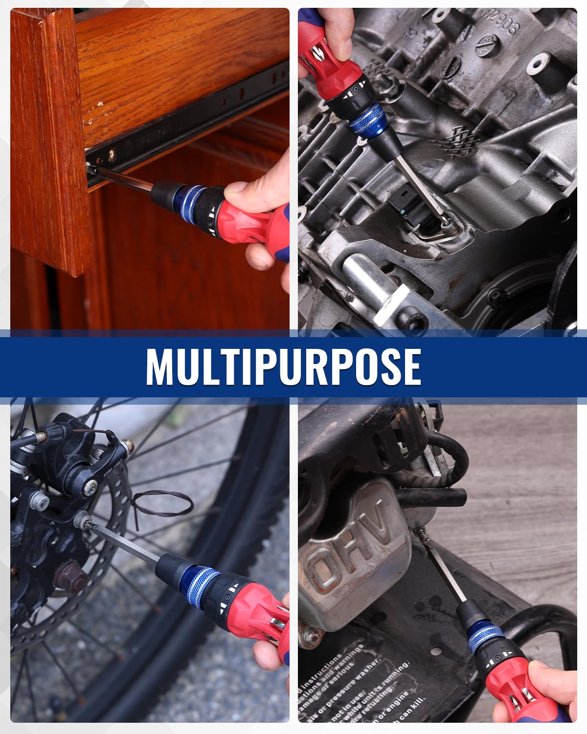 WORKPRO edc tool kit keeps all bits organized inside the handle.