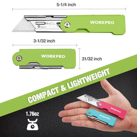 Distinct color trio helps identify each WORKPRO knife on site.